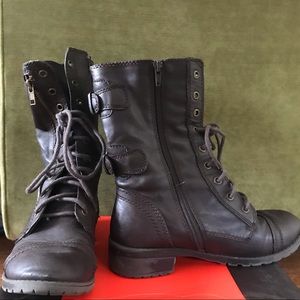 brown combat boots